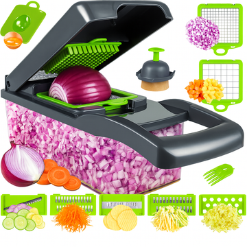 13-in-1 Vegetable & Onion Chopper with 8 Blades + Container