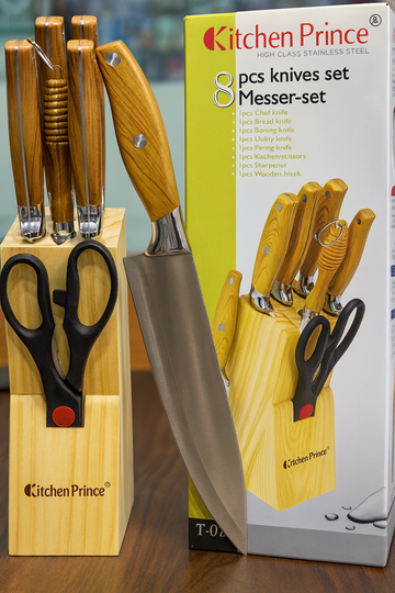 8-Piece Stainless Steel Kitchen Prince Knife Set with Large Knife