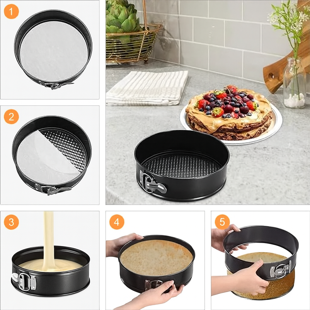 Non-Stick Springform Cake Pan with Removable Bottom