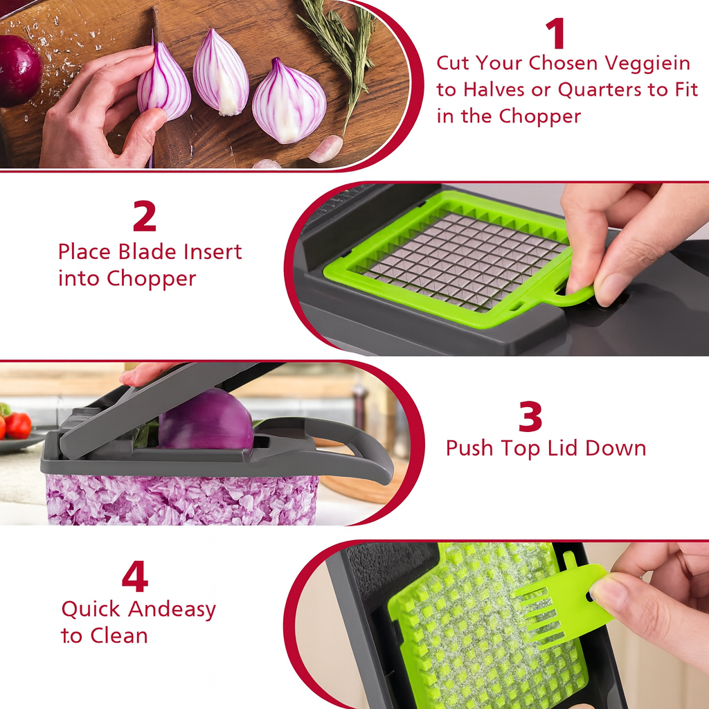13-in-1 Vegetable & Onion Chopper with 8 Blades + Container