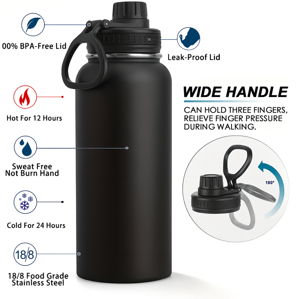 800ml Stainless Steel Hot & Cold Sports/Gym Vacuum Bottle (multi color)